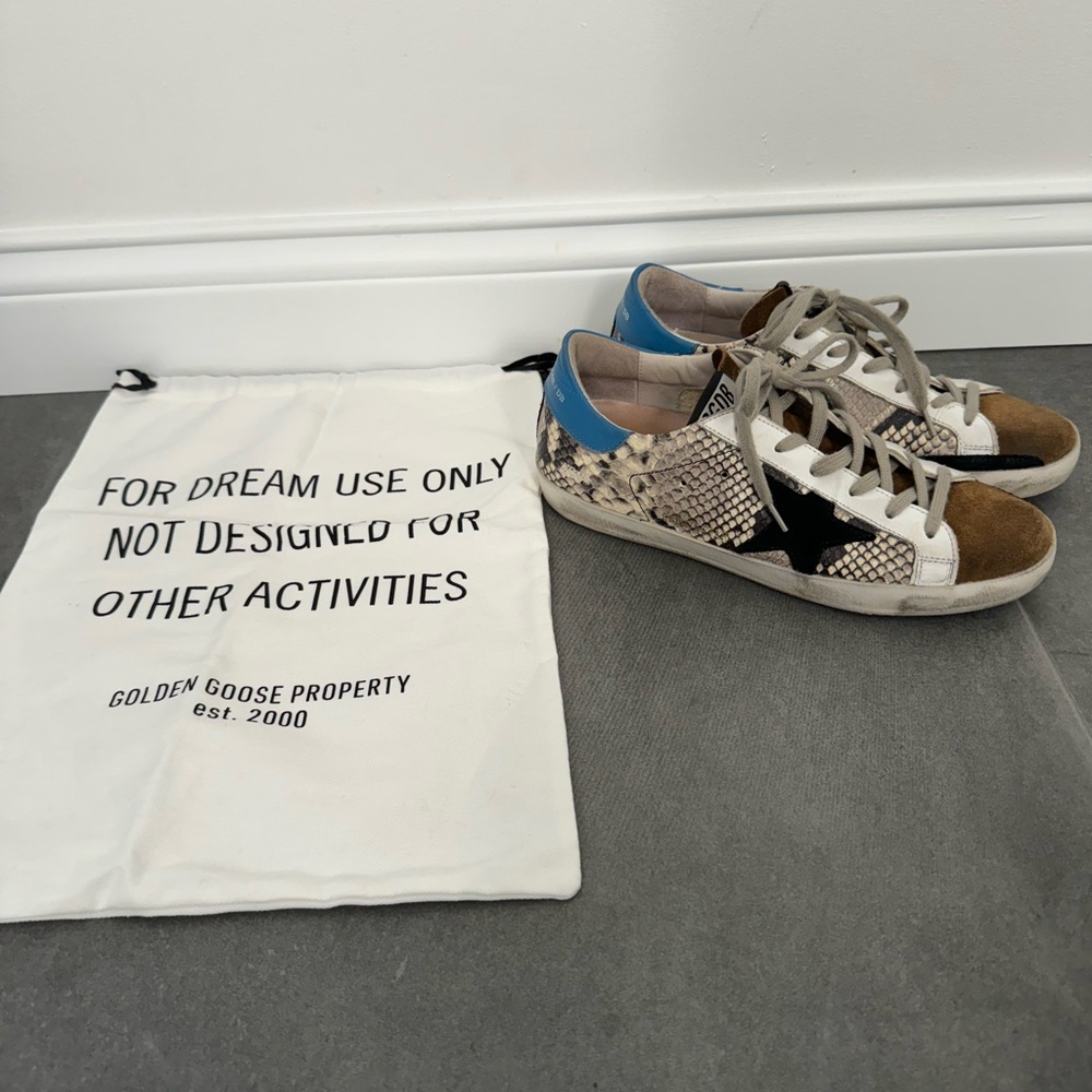 Golden Goose Super Star women’s snake print & suede sneaker size 9 (39)